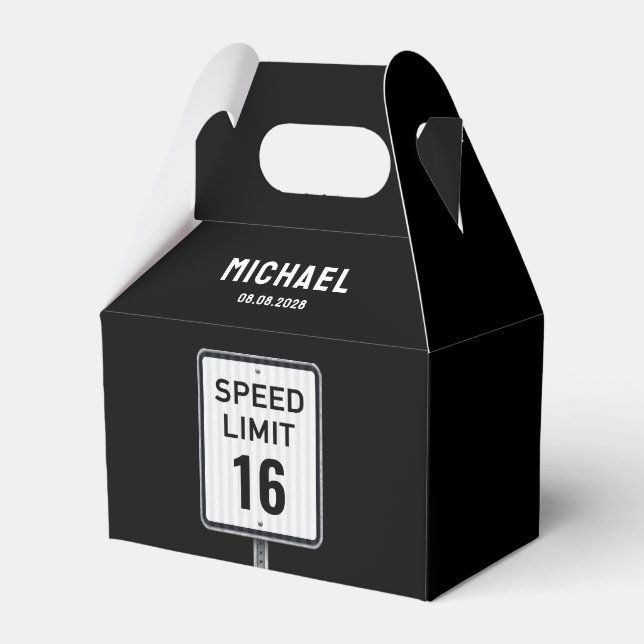 Modern 16th Birthday Speed Limit Sign Favor Box (Back Side)