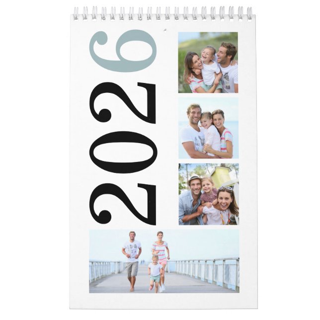 Modern 17 Family Photos Bold Typography 2026 Calendar (Cover)