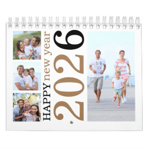 Modern 17 Family Photos Happy New Year 2025 Calendar