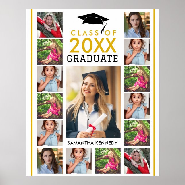 Modern 17 Photo Collage Class Of 2026 Graduation Poster (Front)