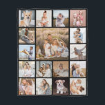 Modern 17 Photo Collage Fleece Blanket<br><div class="desc">Personalized gift fleecy blanket featuring with 17 photos of your choice and your text</div>