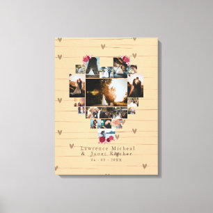 Modern 18 Heart shaped Photo Collage for her / him Canvas Print