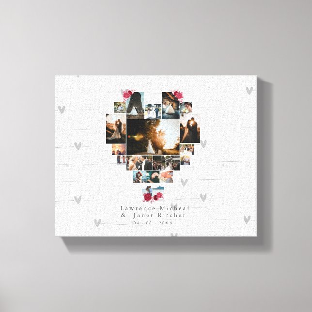 modern 18 Heart shaped Photo Collage for husband C Canvas Print (Front)