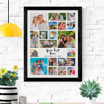 Modern 19 Photo Collage Custom Colour Personalized Poster<br><div class="desc">Create a modern, unique, photo collage poster or wall art piece utilizing this easy-to-upload photo collage template featuring 19 square and rectangle pictures to accommodate a variety of photos and personalized with your custom text in your choice of font styles and colours. The editable text is shown in a changeable...</div>