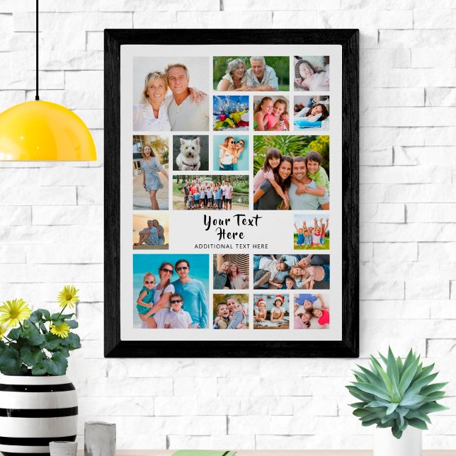 Modern 19 Photo Collage Custom Colour Personalized Poster (Creator Uploaded)