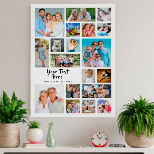 Modern 19 Photo Collage Custom Colours Personalize Poster