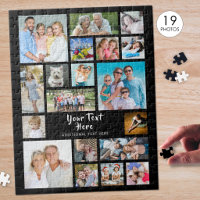 Modern 19 Photo Collage Personalized Black