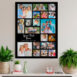 Modern 19 Photo Collage Personalized Poster<br><div class="desc">Create a modern, unique, photo collage poster (shown in a suggested 18" x 24" size) or wall art utilizing this easy-to-upload photo collage template featuring 19 square and rectangle pictures to accommodate a variety of types of photos and personalized with your custom text. The editable text is shown in a...</div>
