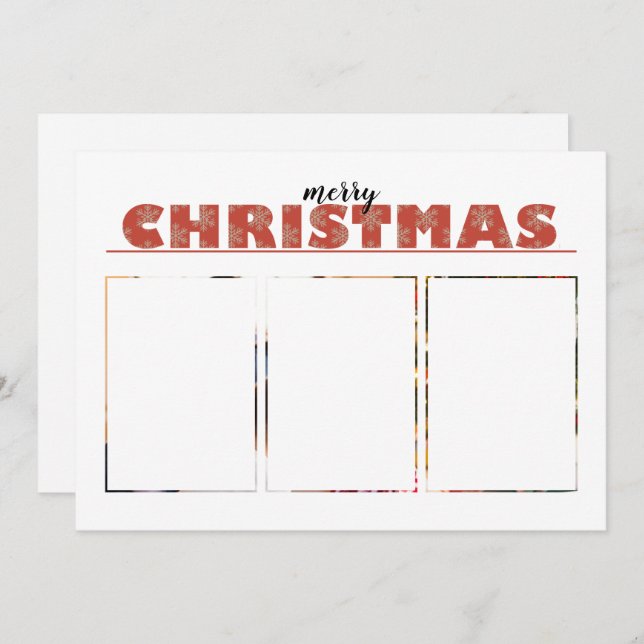 Modern 1 or 3 Photo with Merry Christmas Greeting (Front/Back)