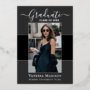 Modern   1 Photo Foil Graduation Announcement