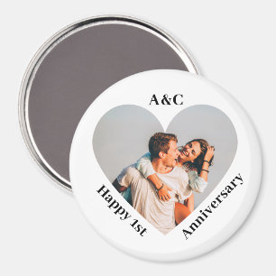 Modern 1st Anniversary Couple Keepsake Heart Magnet