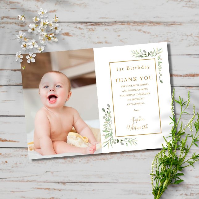 Modern 1st Birthday Thank You Photo (Creator Uploaded)