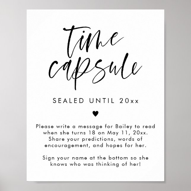 Modern 1st Birthday Time Capsule Sign (Front)