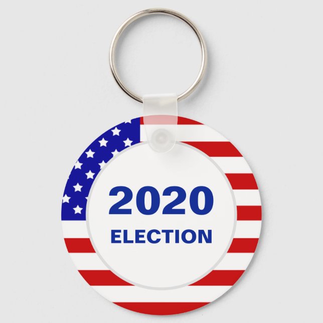 Modern 2020 US Flag & Editable Election Text Keychain (Front)