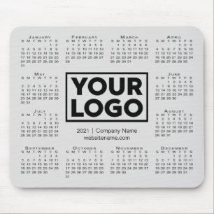 Modern 2021 Calendar Business Company Logo Grey Mouse Pad