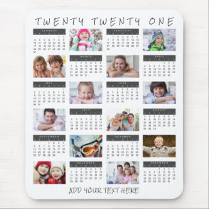 Modern 2021 Calendar Photo Collage Personalized Mouse Pad