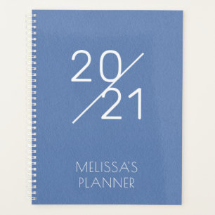 Modern 2021 Elegant Blue Personalized Name Planner