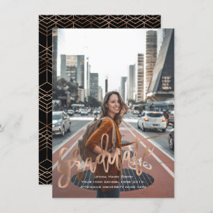 Modern, 2021, Rose Gold Graduation Announcements