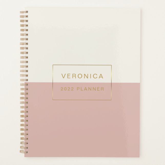 Modern 2022 Blush Colour Block Monthly/Weekly  Pla Planner (Front)
