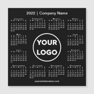 Modern 2022 Calendar Company Logo on Black Magnet