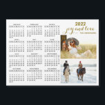 Modern 2022 Magnet Photo Calendar Black White Gold<br><div class="desc">This modern minimalist style 2022 magnetic calendar is easy to customize with personal photos to create a unique keepsake for loved ones. The black and white design with colourful pictures and gold text looks beautiful and clear and is a practical gift idea for Christmas,  New Year,  or any occasion.</div>