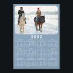 Modern 2022 Magnetic Photo Calendar Blue<br><div class="desc">This modern minimalist style 2022 magnetic calendar is easy to customize with a personal photo to create a unique keepsake for loved ones. Click "Personalize this template" and change the photo to get the result with the same stylish frame-look edges around the picture. This design blue and white, and if...</div>
