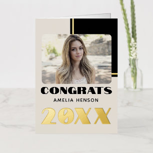 Modern 2023 Congrats Graduate Name Photo Foil Greeting Card