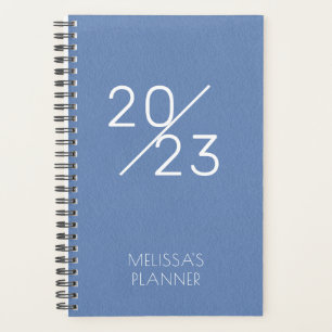 Modern 2023 Elegant Blue Personalized Name Planner