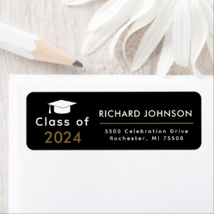 Modern 2024 Black Gold Graduation Return Adresse