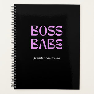  Modern 2024 Boss Babe Personalized Black Planner