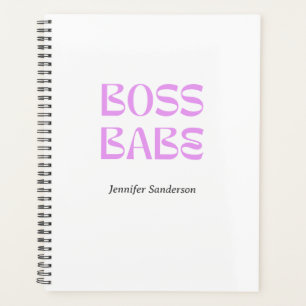 Modern 2024 Boss Babe Personalized White Planner