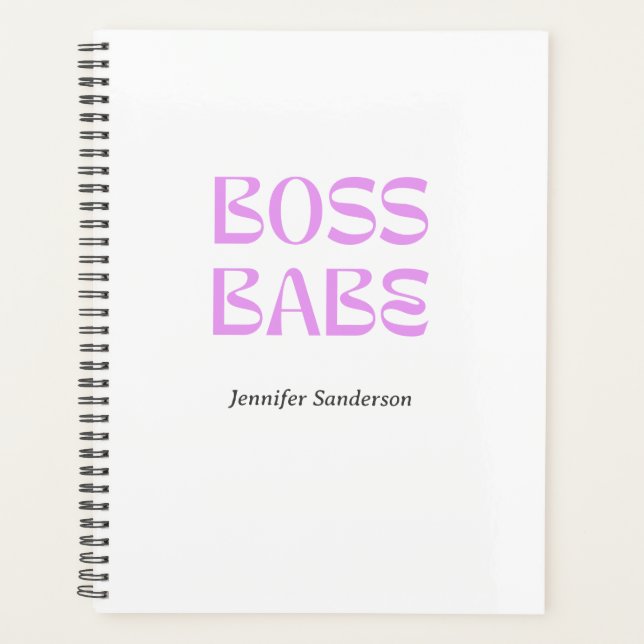 Modern  2024 Boss Babe Personalized White Planner (Front)