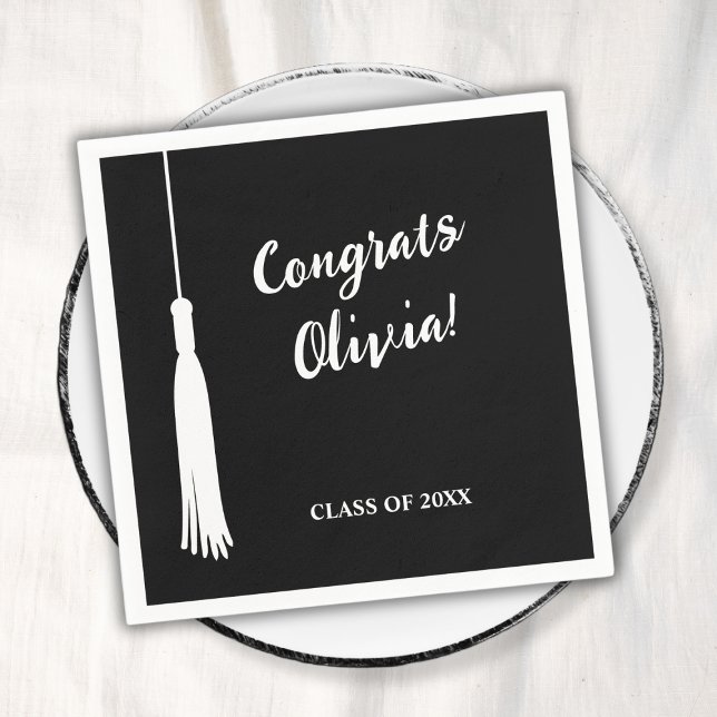 Modern 2024 Grad Tassel Personalized Graduation  Napkin (Modern 2024 Grad Tassel Personalized Graduation Napkins)