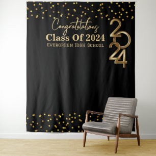 Modern 2024 Graduation Photo Booth Backdrop Tapestry