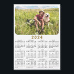 Modern 2024 Magnetic Photo Calendar Black White<br><div class="desc">This modern minimalist style 2024 magnetic calendar is easy to customize with a personal photo to create a unique keepsake for your loved ones. The black and white design with a colourful picture looks beautiful and clear and it's a practical gift idea. Click "Personalize this template" and change the photo...</div>