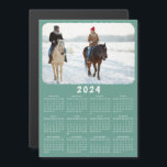 Modern 2024 Magnetic Photo Calendar Teal Green<br><div class="desc">This modern minimalist style 2024 magnetic calendar is easy to customize with a personal photo to create a unique keepsake for loved ones. Click "Personalize this template" and change the photo to get the result with the same stylish frame-look edges around the picture. This design in teal green and white...</div>
