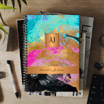 Modern 2024 monogram black gold elegant office planner<br><div class="desc">Stylish abstract colourful modern art pattern with gold metallic glitter and black accents making an elegant monogrammed glam office school yearly professional planner or appointment book. Personalize it with your name, monogram name initials, and text on the front and backside! Can be a keepsake gift for a manager, business owner,...</div>