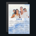 Modern 2024 Photo Calendar Magnet Blue White Ocean<br><div class="desc">This elegant modern 2024 calendar magnet is easy to customize with a personal photo to create a unique keepsake for your loved ones. The blue and white design with your picture is cute for costal style interiors, and is a practical gift idea. Click "Personalize this template" and change the photo...</div>