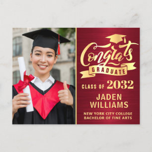Modern 2024 PHOTO Graduation Party Invitation Postcard