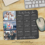 Modern 2025 Calendar 3 Photo Script Custom Colour Mouse Pad<br><div class="desc">Create your own personalized, custom colour photo and calendar mouse pad with a 2025 year-at-a-glance calendar, 3 photos, a name or monogram or other custom text in a suggested modern handwritten script typography in editable white on an editable grey background colour. ASSISTANCE: For help with design modification or personalization, colour...</div>