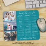 Modern 2025 Calendar 3 Photo Script Personalized Mouse Pad<br><div class="desc">Create your own personalized, custom colour photo and calendar mouse pad with a 2025 year-at-a-glance calendar, 3 photos, a name or monogram or other custom text in a suggested modern handwritten script typography in your choice of colours (shown in white on turquoise teal). Change the text font style, colour, size...</div>