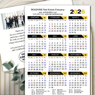 Modern 2025 Calendar Business Photo Gold Black Holiday Postcard