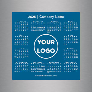 Modern 2025 Calendar Company Logo on Blue Magnet