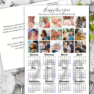 Modern 2025 Calendar Family Photo Collage Minimal Holiday Postcard