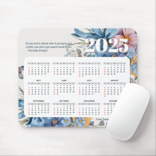 Modern 2025 Calendar Quote & Personalized Name Mouse Pad
