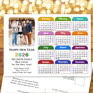 Modern 2025 Calendar Simple Family Photo Colourful Holiday Postcard