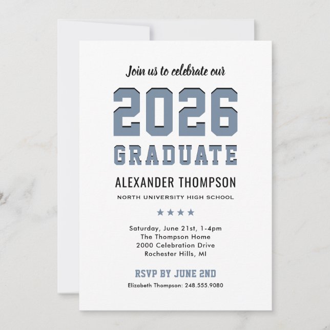 Modern 2025 Graduate Slate Graduation Party Invitation (Front)