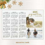 Modern 2025 Photo Calendar Magnet Black White Gold<br><div class="desc">This modern 2025 magnetic calendar in minimalist style is easy to customize with personal photos to create a unique keepsake for your loved ones. The black and white design with colourful pictures and golden text looks stylish and clear. Click "Personalize" ("View Product Details" / "Personalize") and change the pictures to...</div>