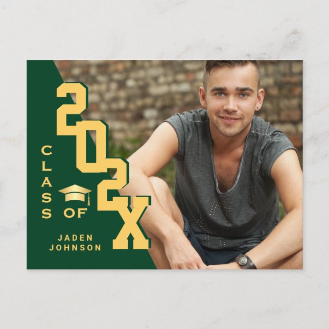 Modern 2025 PHOTO Grad Graduation Party Invitation Postcard (Front)