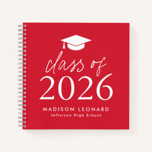 Modern 2025 Red Photo Graduation Party Guest Book